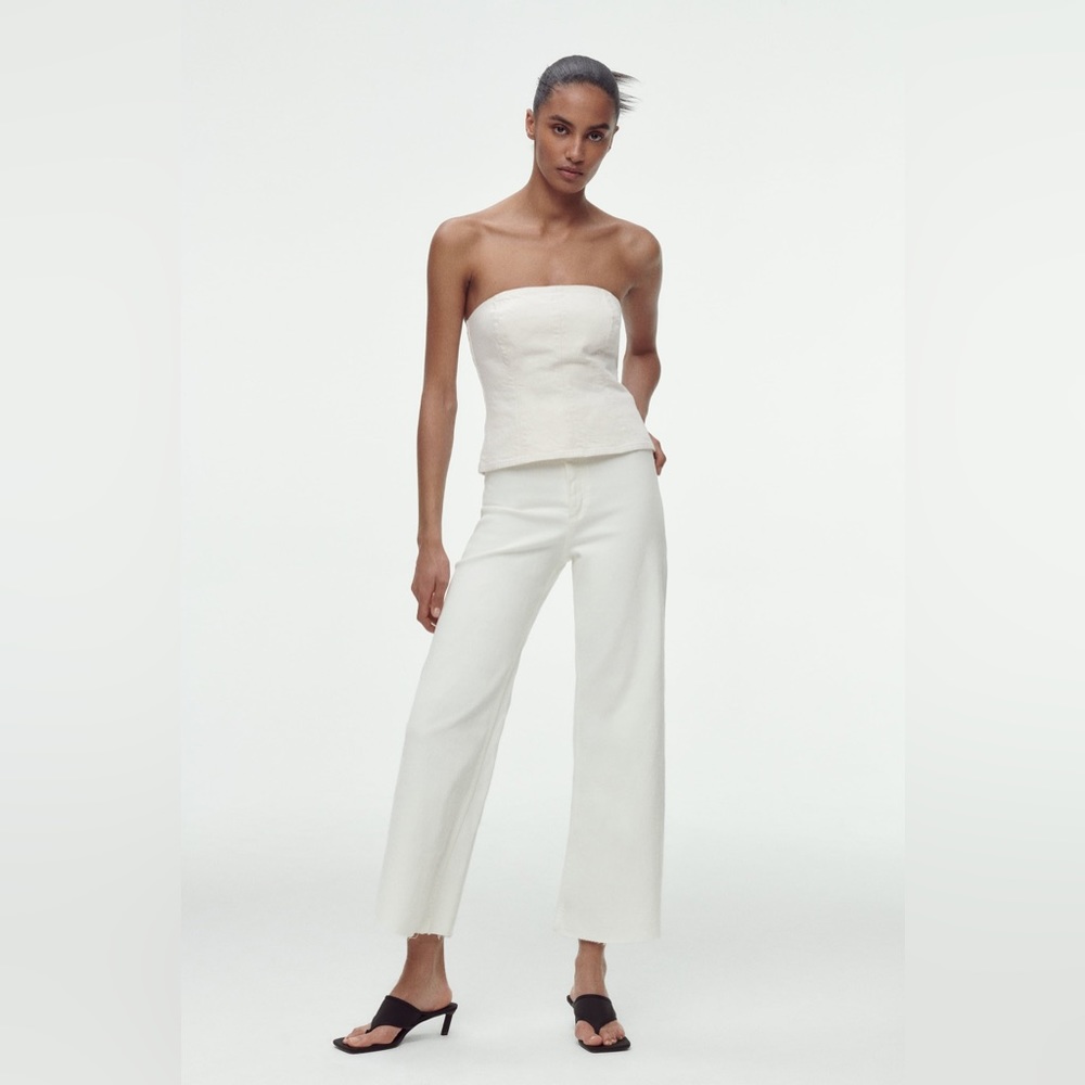 Zara Oyster White Wide Leg Jeans